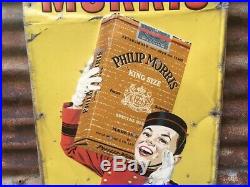 Original Phillip Morris Tobacco Sign Vintage Metal Large 20x35 Antique Sign