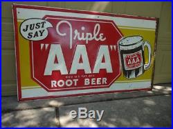 Original RARE Vintage AAA Root Beer Metal Store Side Sign 55 x 32