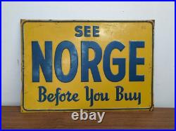 Original See Norge Antique Metal Appliance Advertising Sign
