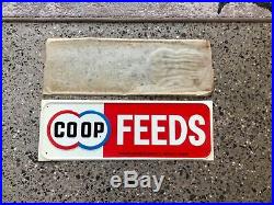 Original Tin Old NOS CO OP Feeds Farm Embossed Metal Sign Gas oil Vintage