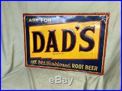 Original Vintage 1950's Dad's Root Beer Soda Pop Gas Station Metal Sign