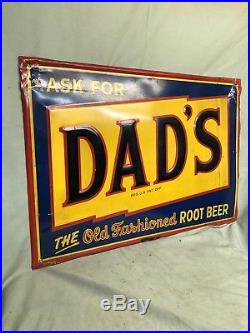 Original Vintage 1950's Dad's Root Beer Soda Pop Gas Station Metal Sign