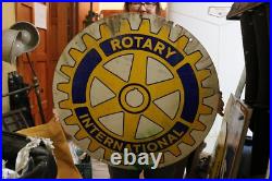 Original Vintage 1970's Rotary International Club 2 Sided 30 Metal Sign