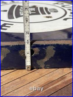 Original Vintage Bell System Public Telephone 2 Side Flange Metal Porcelain Sign