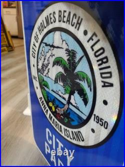 Original Vintage City Park Sign Metal Anna Maria Island Palm Trees Holmes Beach