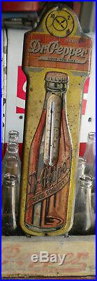 Original Vintage Dr Pepper c1930's Embossed Metal Soda Pop Thermometer Sign 17