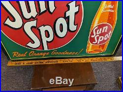 Original Vintage & EARLY 1950 Drink Sun Spot Embossed Metal Advertising Sign