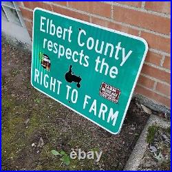 Original Vintage Elbert County Farm Sign Metal DOT Tractor Farm Bureau Windmill