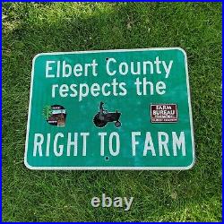 Original Vintage Elbert County Farm Sign Metal DOT Tractor Farm Bureau Windmill