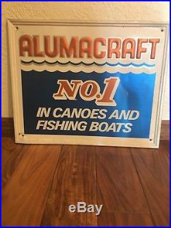Original Vintage Embossed Metal Boat Sign Alumacraft No 1 Canoes Fishing Boats