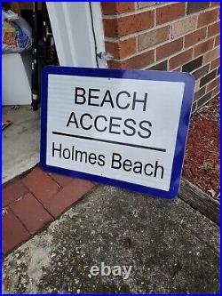Original Vintage Florida Beach Access Sign Metal Holmes Beach Anna Maria Island