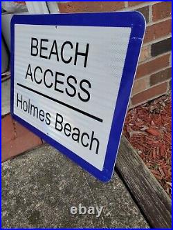 Original Vintage Florida Beach Access Sign Metal Holmes Beach Anna Maria Island