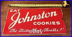 Original Vintage Johnston Cookies Metal Sign