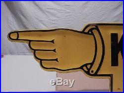 Original Vintage Kennywood Park Metal Directional Finger Pointing Sign