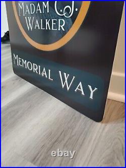 Original Vintage Madam CJ Walker Metal Sign Memorial Way DOT MLK Gas Oil Grocery