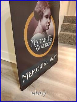 Original Vintage Madam CJ Walker Metal Sign Memorial Way DOT MLK Gas Oil Grocery
