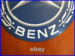 Original Vintage Mercedes Benz Dealership Show Room Enamel Metal Sign