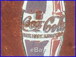 Original Vintage Metal Coke Sign 1940s COCA COLA Refresh Arrow Soda Sign 54 Inch