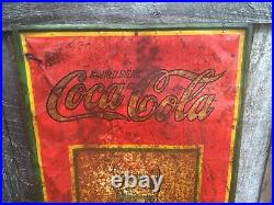 Original Vintage Metal Coke Sign COCA COLA Soda Sign 1923 Christmas Bottle 54