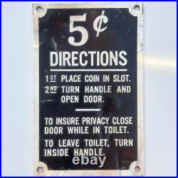 Original Vintage Pay Toilet Metal Sign Old Restroom Bathroom 5 Cent Gas Station