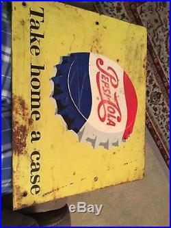 Original Vintage Pepsi-Cola Double Sided Metal Sign