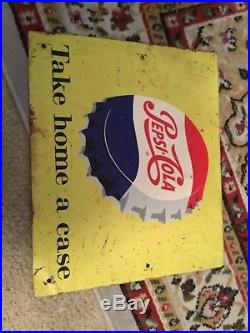 Original Vintage Pepsi-Cola Double Sided Metal Sign