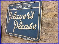 Original Vintage Player's Please J Hamilton Blue Shop Sign-Cigarette Smoking1930