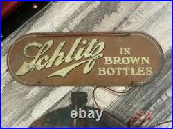 Original Vintage Rare Schlitz in Brown Bottles Tin/Metal Sign