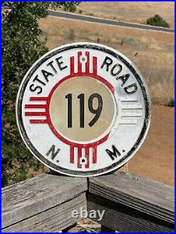 Original Vintage STATE ROAD NEW MEXICO Embossed Metal sign 16 Highway Road