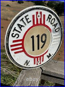 Original Vintage STATE ROAD NEW MEXICO Embossed Metal sign 16 Highway Road