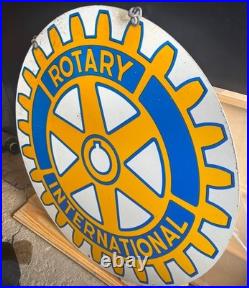 Original Vintage old Rotary International Club 2 Sided 30 Metal Sign rare VTG