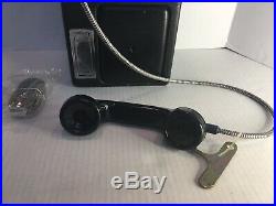 Original Vtg. Metal Push Button Coin-Op Pay Phone Payphone Telephone Sign with KEY