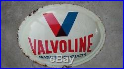 Original vintage Valvoline oil gas Marine products oval convex metal sign RARE