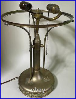 PAIRPOINT Signed ART NOUVEAU Lamp BASE 12 Shade Holder 2 HUBBELL Sockets