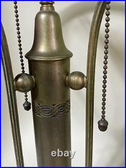 PAIRPOINT Signed ART NOUVEAU Lamp BASE 12 Shade Holder 2 HUBBELL Sockets