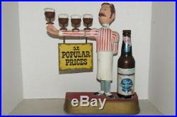 Pabst Blue Ribbon Beer Sign Waiter Statue Metal Vintage 1950s Bartender Promo Ad