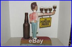 Pabst Blue Ribbon Beer Sign Waiter Statue Metal Vintage 1950s Bartender Promo Ad