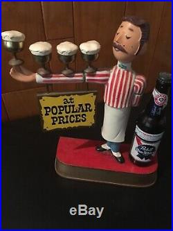 Pabst Blue Ribbon Vintage Bar Display Sign Metal Waiter Pub Bartender