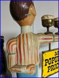 Pabst Blue Ribbon beer sign waiter guy statue cast metal vintage 1950s bartender