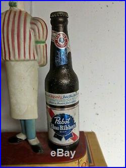 Pabst Blue Ribbon beer sign waiter guy statue cast metal vintage 1950s bartender