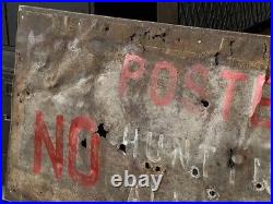Pair Of Rustic Hand Painted Signs, Vintage No Hunting Sign, Grocery Provisions