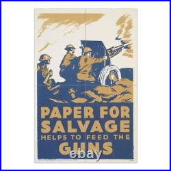 Paper For Salvage WWII Propaganda Poster Aluminum Sign