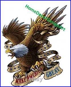 Patriotic American Flag Eagle Cutout Shape Metal Sign, Vintage Style Garage Art Patriotic American Flag Eagle Cutout Shape Metal Sign, Vintage Style Garage Art