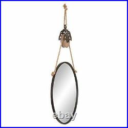 Patton Wall Decor 1807-3744 24 Round Metal Wall Mirror with Hanging Rope and