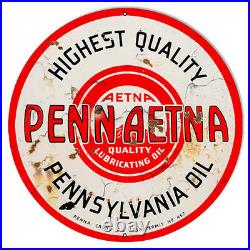Penn Aetna Motor Oil Reproduction Vintage Metal Sign 30x30 Round RVG909-30