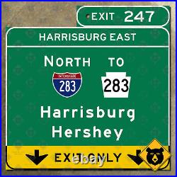 Pennsylvania Turnpike Harrisburg Hershey road highway freeway sign 12x12