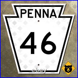Pennsylvania state Route 46 highway road sign 1948 Emporium Smethport 24x24