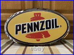 Pennzoil Metal Sign Vintage Style Wall Decor Oil Lube Gas Garage Bell