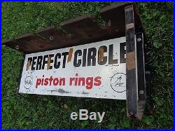 Perfect Circle Piston Ring & Rod Holder 2 Sided Metal Sign Vintage Rare Find