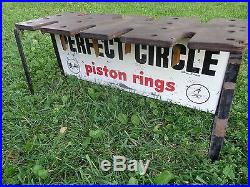Perfect Circle Piston Ring & Rod Holder 2 Sided Metal Sign Vintage Rare Find